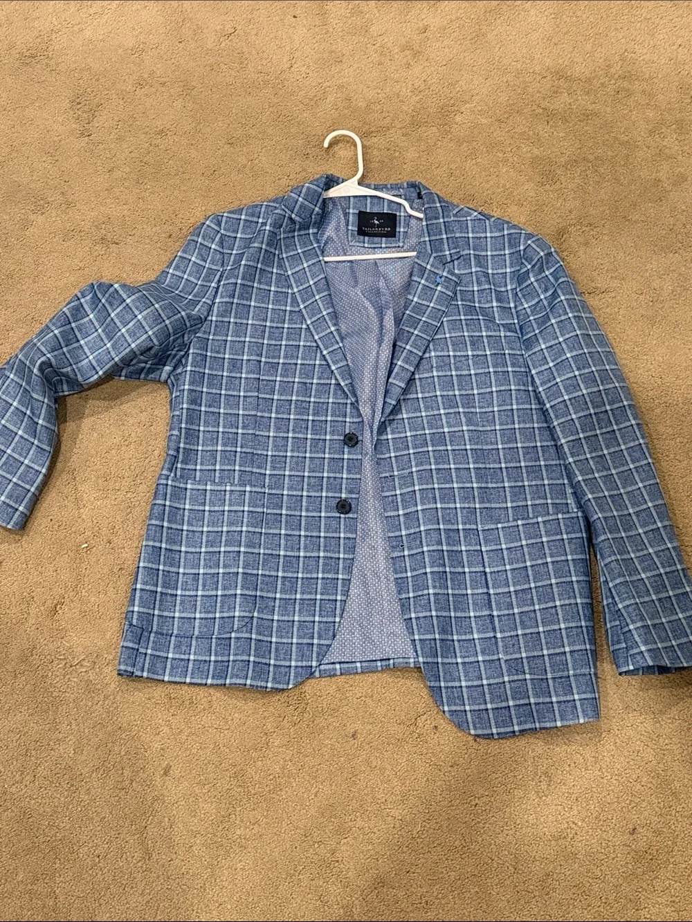 Nautica Blue Windowpane Sport Coat - Modern Two-Button Blazer